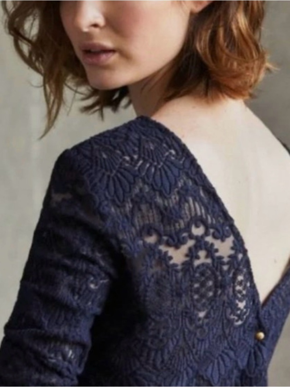 Sézane Daisy Guipure Top in Navy 36 4 NWT